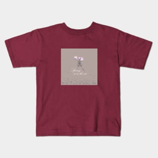 Spring is in the air, Brown, pink, purple, floral, flowers, leaves, botanical, pattern, decor, art, TeePublic Kids T-Shirt